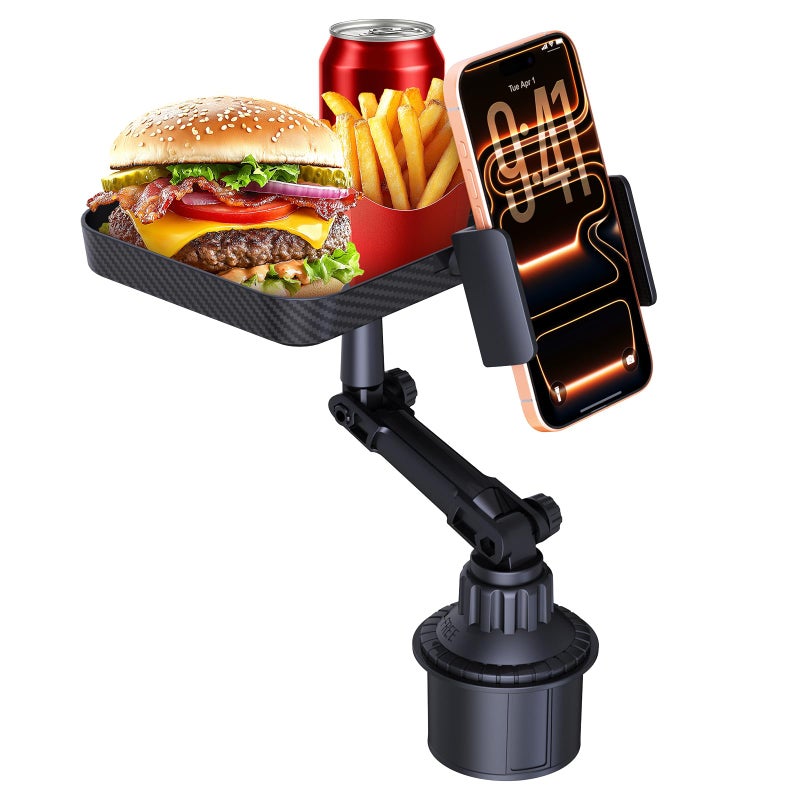 Vitog 3 in1 Car Cup Holder Expander with 360Â° Rotation Phone Mount, Multifunctional Car Food Tray for Eating, Drinking, and Phone Mounting, Ideal for Travel, Auto, Trucker & Daily Driving - Image 1