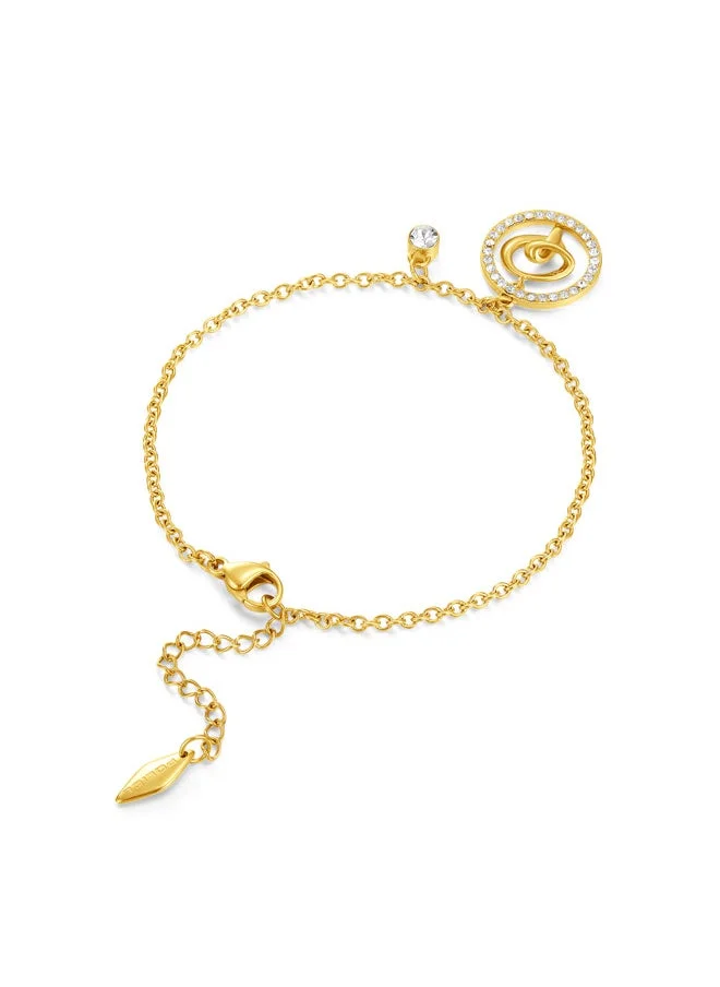 POLICE Volute Gold Plated Ladies Bracelet With Crystals 170+35MMPEJLB0004101