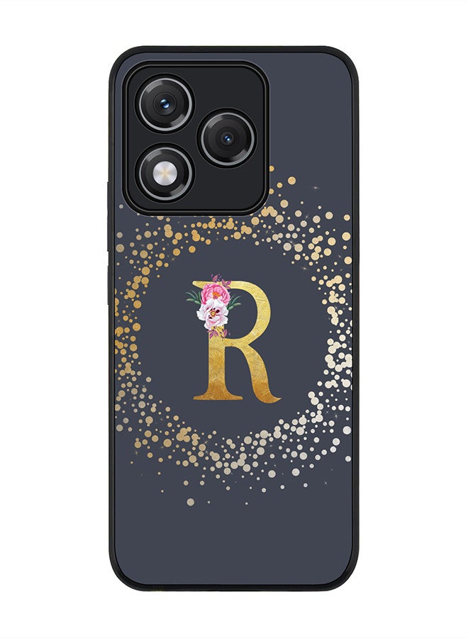 For Honor 400 Lite Case,Slim fit Camera Protection, Shockproof Thin Phone cover  - Custom Monogram Floral - R  (Grey )