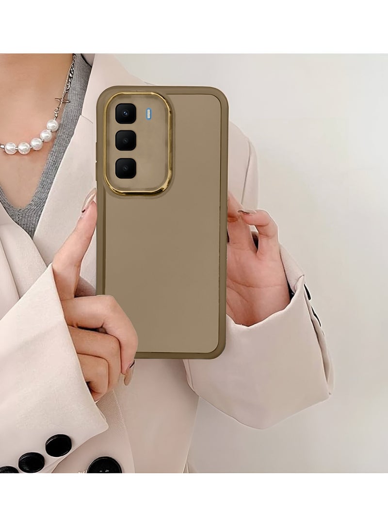 Wtech Infinix Hot 60 5G / Infinix Hot 60i 4G 2025 Soft Transparent TPU Camera Lens Protection Silicone Ultra Thin Phone Stylish Electroplated Camera Border Back Case Cover - Brown - Image 4