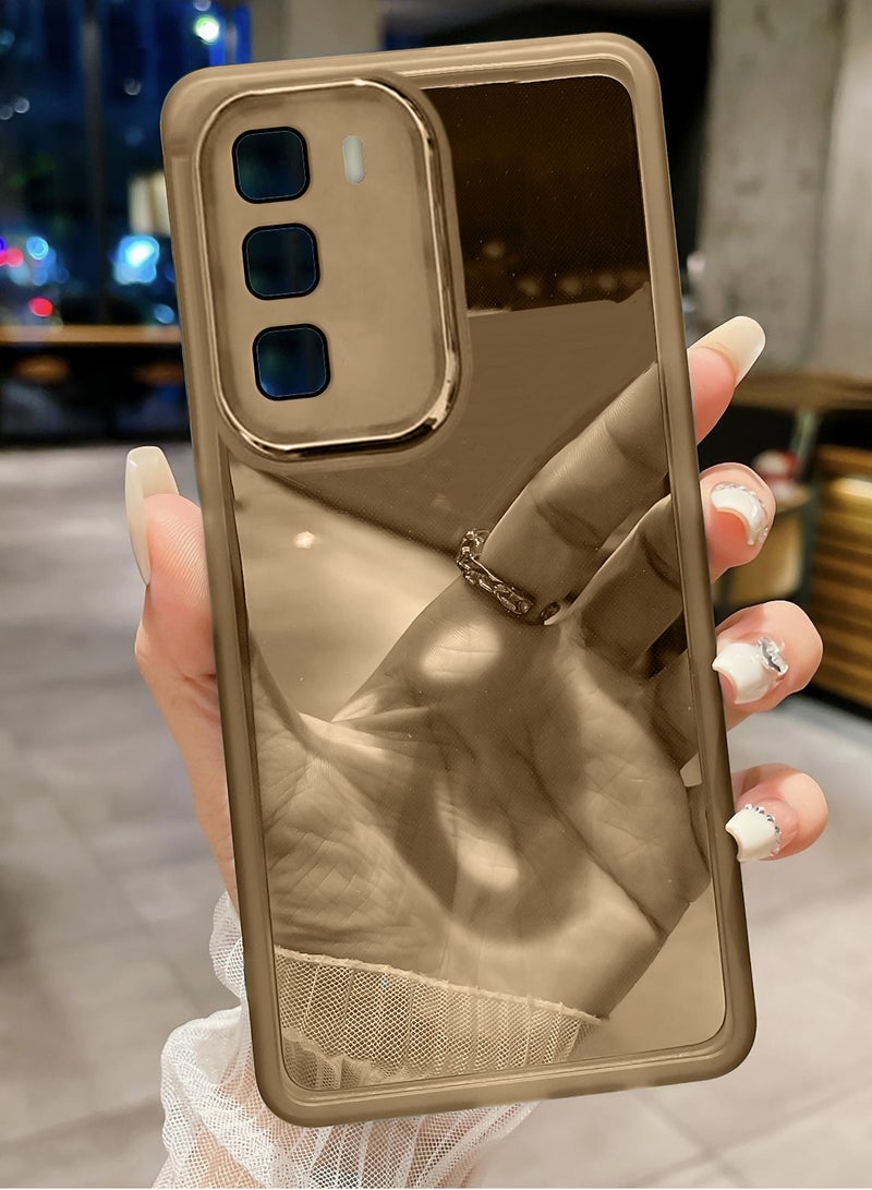 Wtech Infinix Hot 60 5G / Infinix Hot 60i 4G 2025 Soft Transparent TPU Camera Lens Protection Silicone Ultra Thin Phone Stylish Electroplated Camera Border Back Case Cover - Brown - Image 2