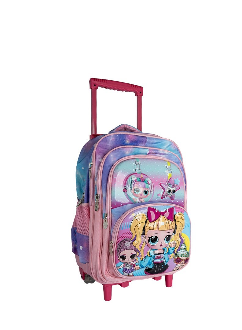 Girl Rolling School Bag 18" 3pcs Sets, Lunch Box and pencil case , - Image 3