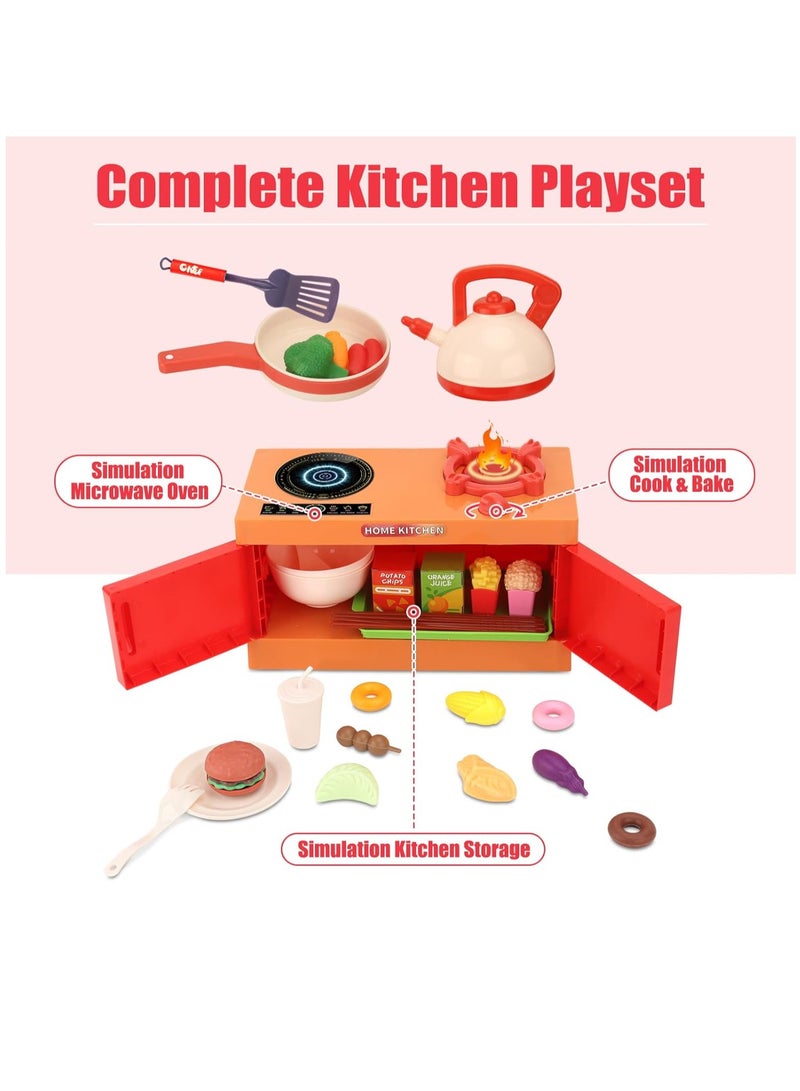 70 Pcs Kitchen Toys Kids Kitchen Pretend Play Toys Set Kids Play Cooking Set With Pots And Pans And Working Doors Cutting Play Food And Vegetables Play Kitchen Accessories Learning Gift Cooking Toy - Image 3