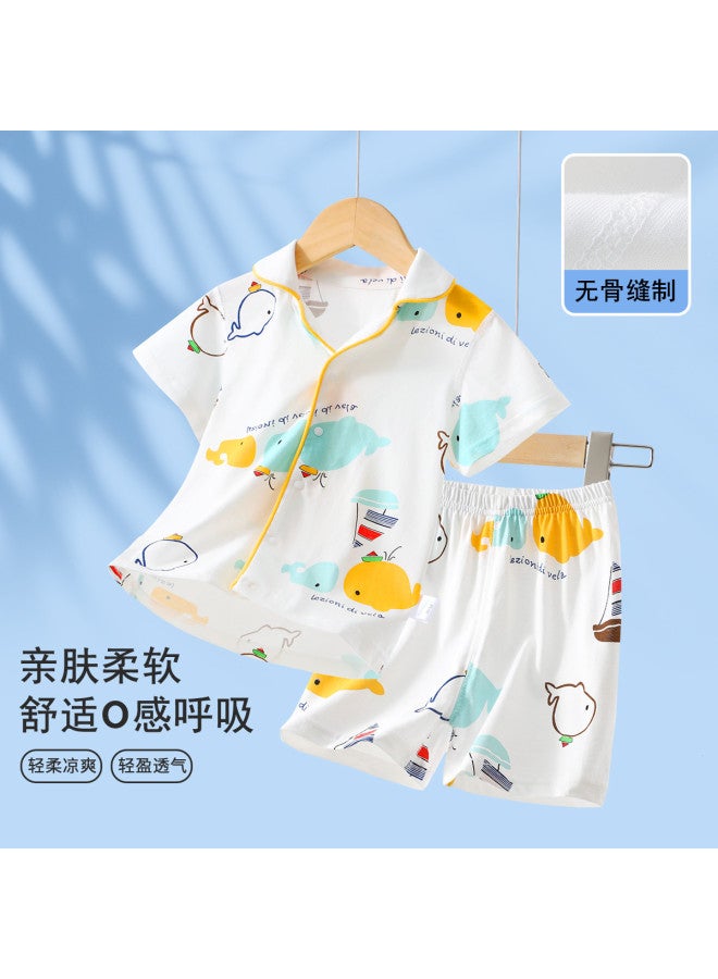 Bornbay new Summer Short-sleeve Homewear Set For Boys & Girls - Breathable & Suitable For Outdoor Wear (2-piece Set) - Image 2