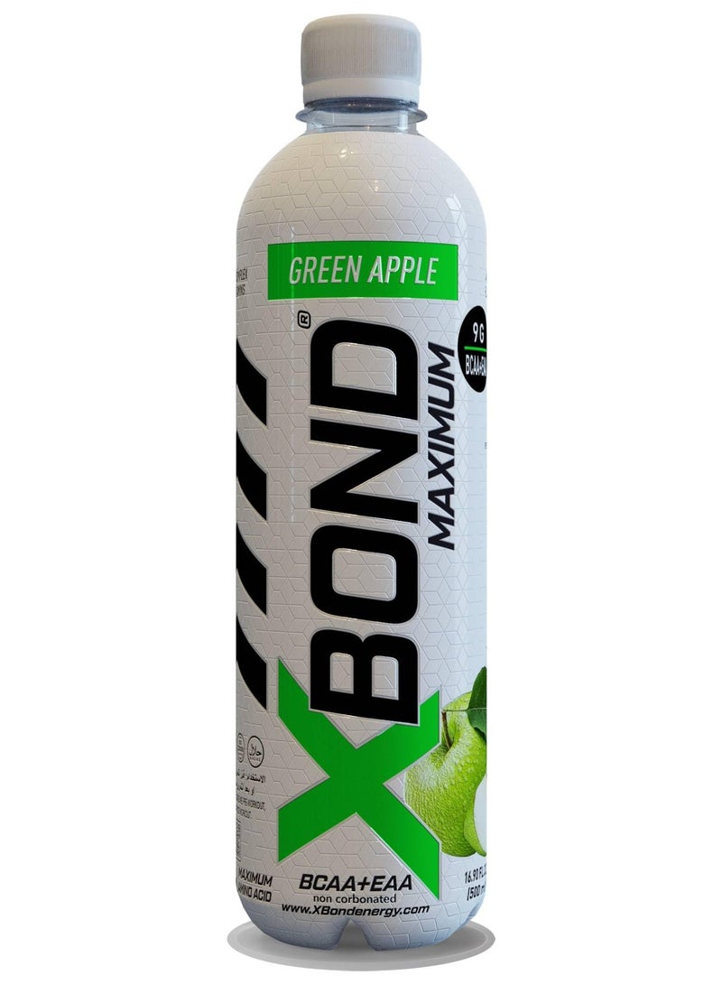 Xbond X-BOND 9g BCAA + EAA Green Apple Maximum Recovery  Non Carbonated Drink Maximum Amino Drink -  Electrolytes Drink - 16 fl oz (500 ml), Sugar Free 34 Calories, 60mg Caffeine Pack of 12 - Image 2