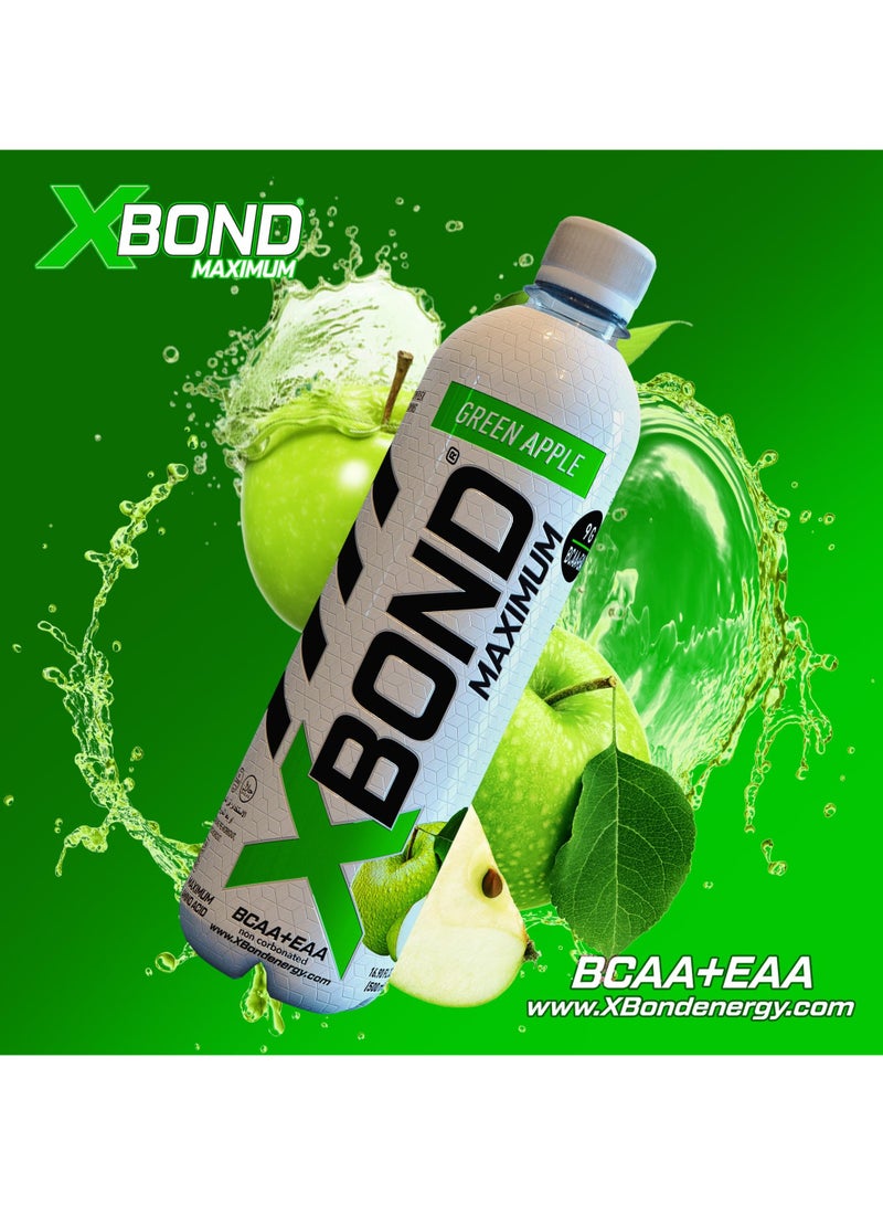 Xbond X-BOND 9g BCAA + EAA Green Apple Maximum Recovery  Non Carbonated Drink Maximum Amino Drink -  Electrolytes Drink - 16 fl oz (500 ml), Sugar Free 34 Calories, 60mg Caffeine Pack of 12 - Image 5