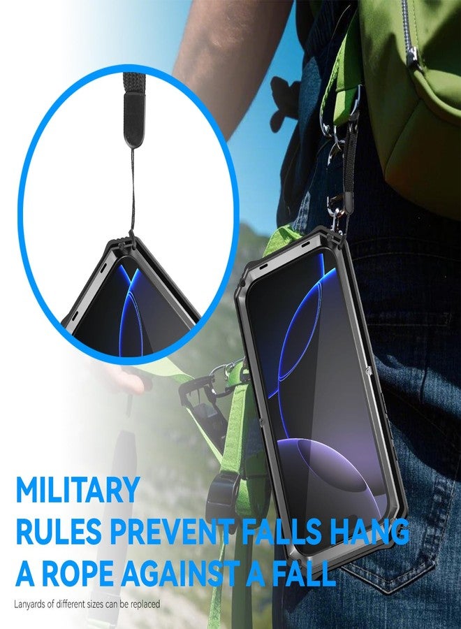 FunnyWin Heavy Duty Metal Phone Case for iPhone 17 Pro Max Aluminum Silicone Armor Full Body Tough Rugged Military Grade Cover with Camera Control Stand Dustproof Shockproof Outdoor Black - Image 5