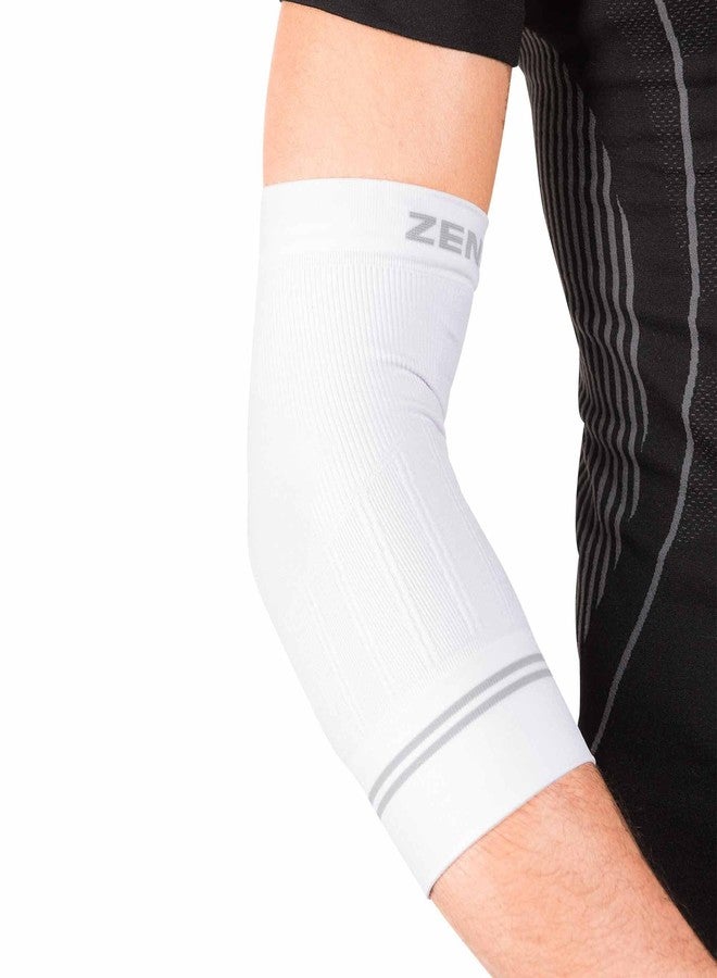 Zensah Compression Tennis Elbow Sleeve for Elbow Tendonitis, Tennis Elbow, Golfer's Elbow - Elbow Support, Elbow Brace (Small, White) - Image 1