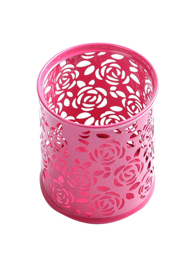 NIBEMINENT Hollow Rose Flower Pencil Holder Pink