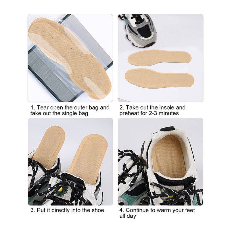Self Heating Insole, 10Pairs Comfortable Disposable Foot Heating Warm Shoe Insoles Feets Anti Frostbite for Outdoor Sports Cold Winter Camping Skiing Hiking - Image 2