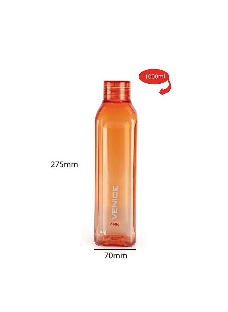 Brown Cello Venice Plastic Water Bottle Set, 1 Litre, Multi-Color Assorted Set of 2  - Image 2
