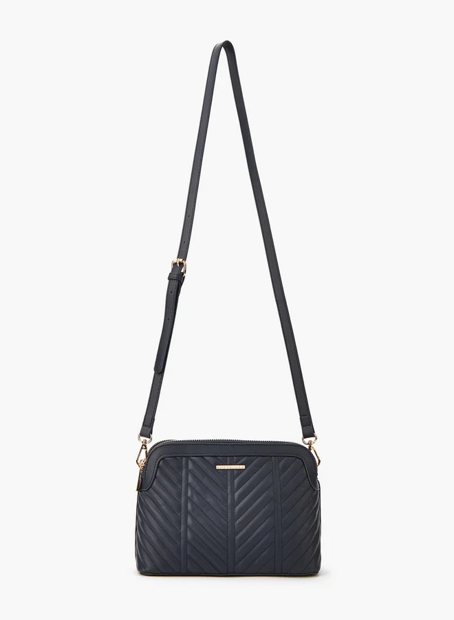 Flora Bella By Shoexpress Quilted Crossbody Bag with Detachable Strap and Zip Closure
