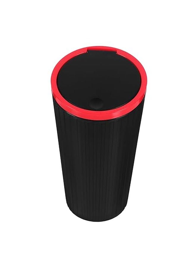 Red Car Trash Can with Lid Portable Small Automotive Garbage Bin Accessories - Image 1