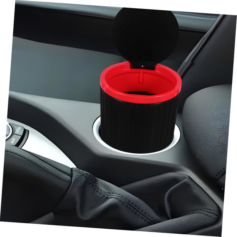 Red Car Trash Can with Lid Portable Small Automotive Garbage Bin Accessories - Image 3