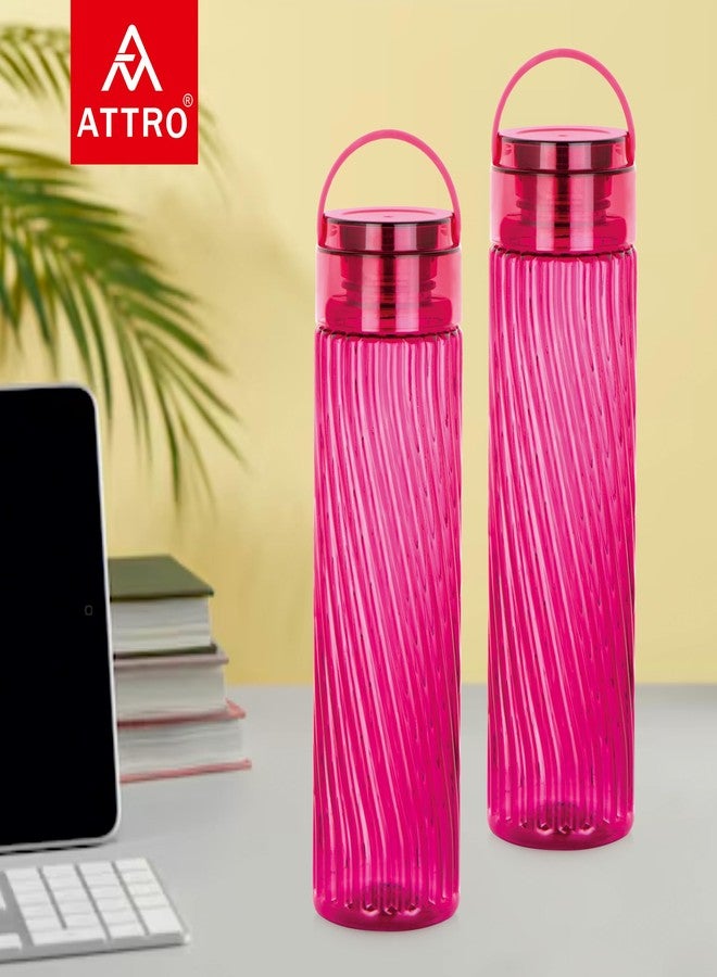 Attro O2 Spring 1000ml Water Bottle with Easy to Carry Handle Leak-proof BPA Free Plastic Material-Set of 2 Assorted - Image 3