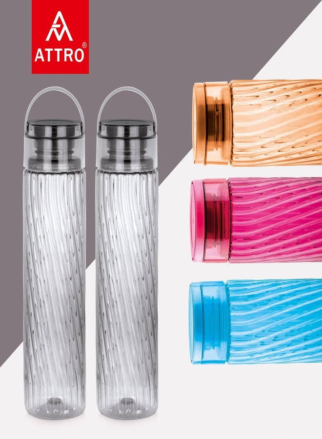 Attro O2 Spring 1000ml Water Bottle with Easy to Carry Handle Leak-proof BPA Free Plastic Material-Set of 2 Assorted - Image 4