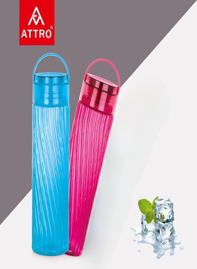 Attro O2 Spring 1000ml Water Bottle with Easy to Carry Handle Leak-proof BPA Free Plastic Material-Set of 2 Assorted - Image 5