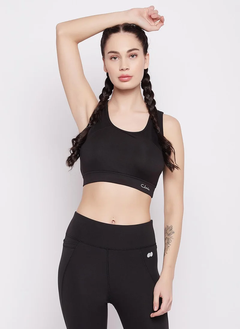 Clovia Clovia Medium Impact Padded Racerback Sports Bra in Black