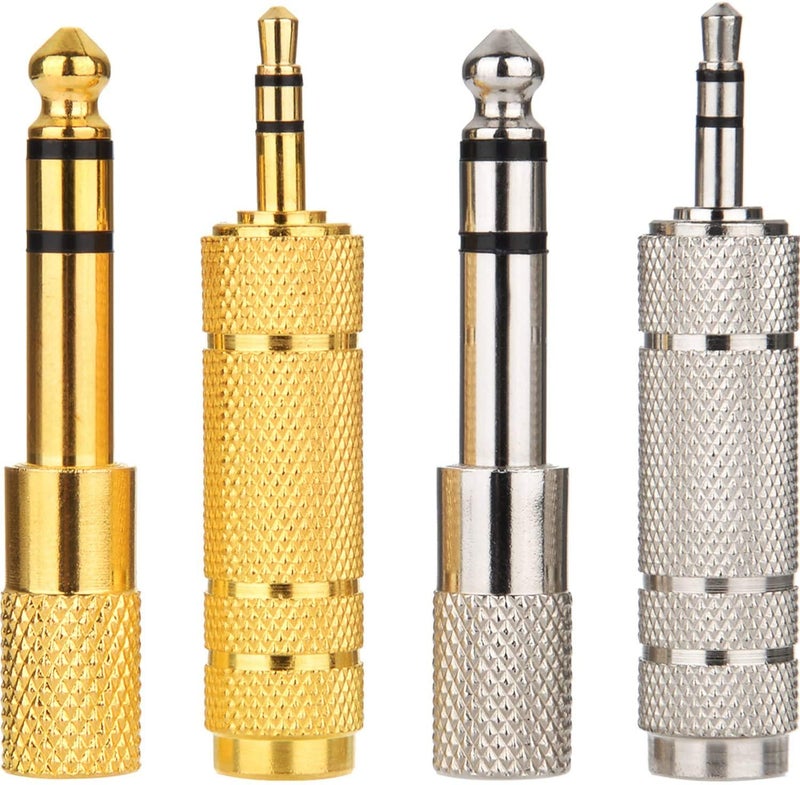 LipiWorld® 4 Pieces Headphone Adapter 6.35mm Male to 3.5mm Female and Audio Stereo Plug 3.5mm Male to 6.35mm Female (Available Color) - Image 1