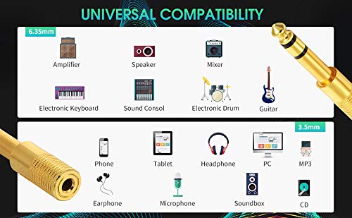 LipiWorld® 4 Pieces Headphone Adapter 6.35mm Male to 3.5mm Female and Audio Stereo Plug 3.5mm Male to 6.35mm Female (Available Color) - Image 5