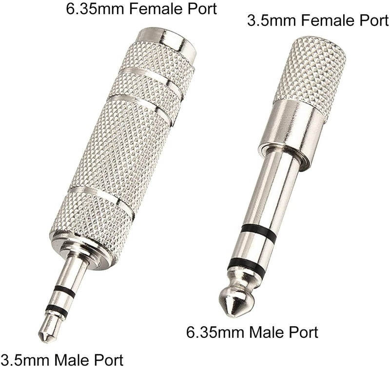 LipiWorld® 4 Pieces Headphone Adapter 6.35mm Male to 3.5mm Female and Audio Stereo Plug 3.5mm Male to 6.35mm Female (Available Color) - Image 3
