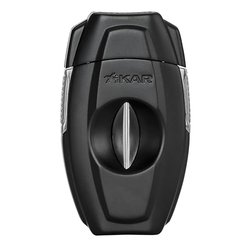 Xikar قاطع السيجار Xikar VX2 الأسود بتصميم V-Cut مع شفرات من الفولاذ المقاوم للصدأ وقفل آمن، يناسب حتى 70 قياس حلقة للسيجار | قاطع سيجار عميق V-Cut مزود بنابض 64 RG | ملحقات السيجار لعشاق السيجار - Image 1