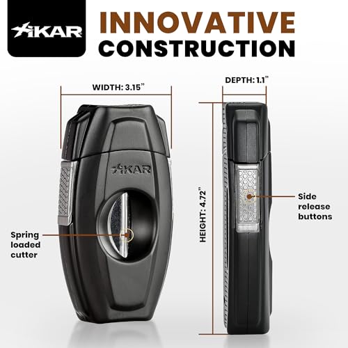 Xikar قاطع السيجار Xikar VX2 الأسود بتصميم V-Cut مع شفرات من الفولاذ المقاوم للصدأ وقفل آمن، يناسب حتى 70 قياس حلقة للسيجار | قاطع سيجار عميق V-Cut مزود بنابض 64 RG | ملحقات السيجار لعشاق السيجار - Image 5