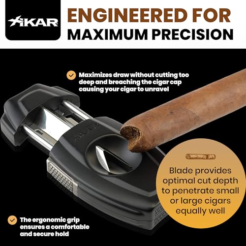 Xikar قاطع السيجار Xikar VX2 الأسود بتصميم V-Cut مع شفرات من الفولاذ المقاوم للصدأ وقفل آمن، يناسب حتى 70 قياس حلقة للسيجار | قاطع سيجار عميق V-Cut مزود بنابض 64 RG | ملحقات السيجار لعشاق السيجار - Image 3