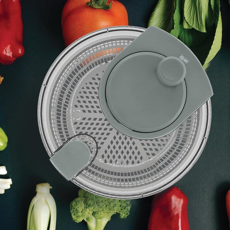Glad Salad Spinner, 4.2 Quarts - Dishwasher Safe Lettuce Spinner, Fruit Washer, and Vegetable Strainer - Colander, Toss & Serve Bowl, and Locking Lid, Heavy Duty Plastic - Image 5