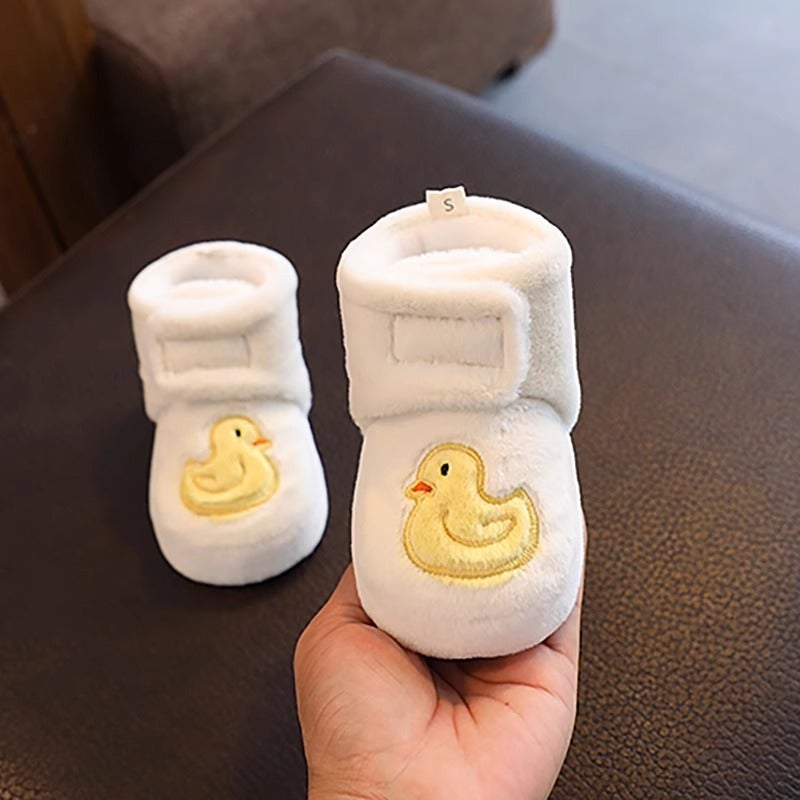 Qi Ta Baby Cotton Boots for 0-12 Months, Soft Sole First-Walk Shoes, Winter Warm Fleece-Lined, Anti-Slip, Unisex - Image 1