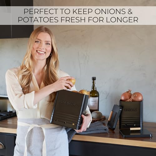 ZICOTO Beautiful Potato and Onion Storage Container Set - Perfectly Sized Spacious Canisters For Your Kitchen Counter Or Pantry - Quality Food Safe Metal Bins Keep Your Produce/Vegetables Fresh Longer - Image 4