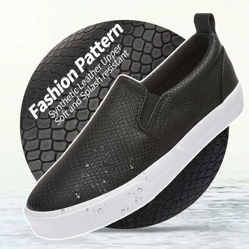 TUOPIN Womens Synthetic Leather Slip On Shoes,Padded Collar Slip on Sneakers for Women,Casual Loafers Walking Shoes(Black.US08) - Image 5
