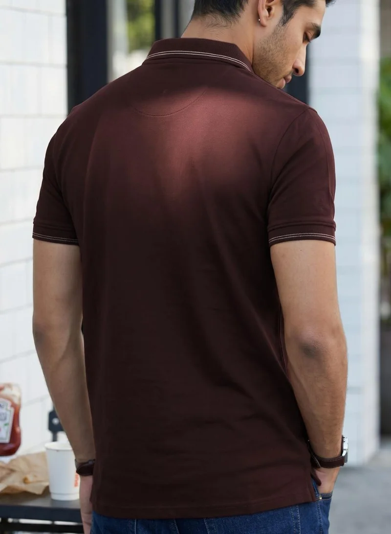 Dennis Lingo  Men Brown Cotton Blend Solid Regular T-Shirt for Men | Best Price UAE