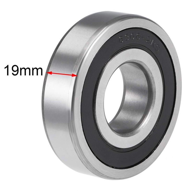 uxcell 6306-2RS Deep Groove Ball Bearings 30x72x19mm Double Sealed Chrome Steel P6 2pcs - Image 3