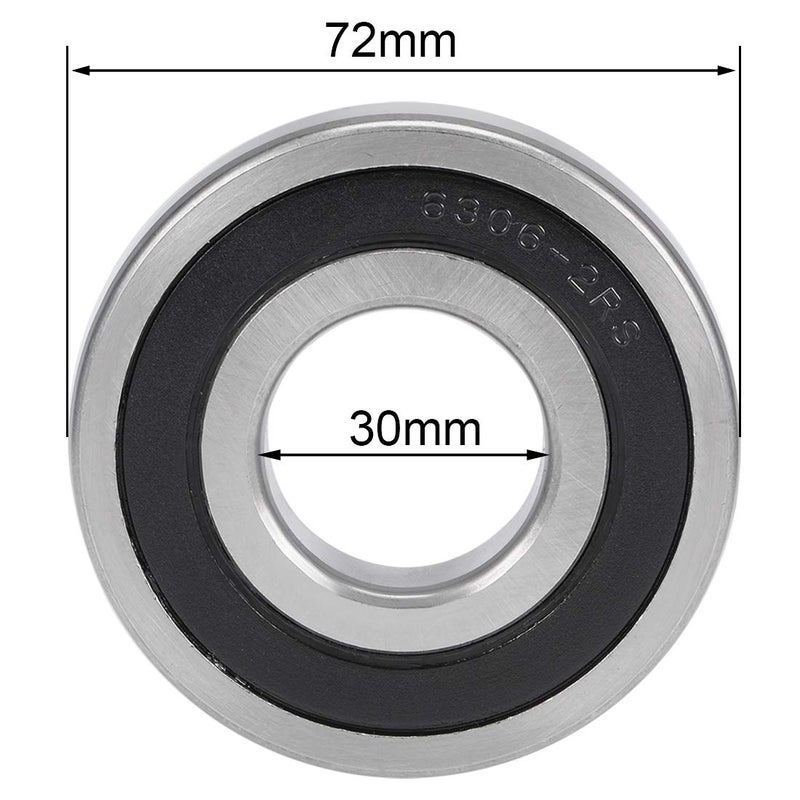 uxcell 6306-2RS Deep Groove Ball Bearings 30x72x19mm Double Sealed Chrome Steel P6 2pcs - Image 4