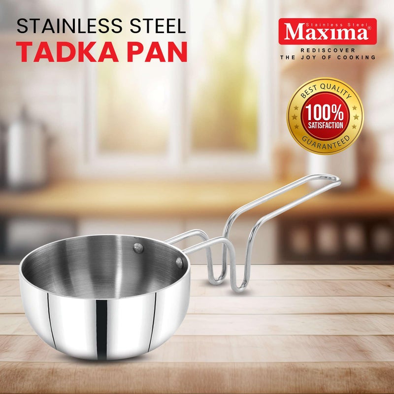 MAXIMA Stainless Steel Tadka Pan 11cm - Even Heat Distribution | Induction Base | Heat-Resistant Handle | Ideal for Daily Cooking | Non-Stick Pan - Image 3