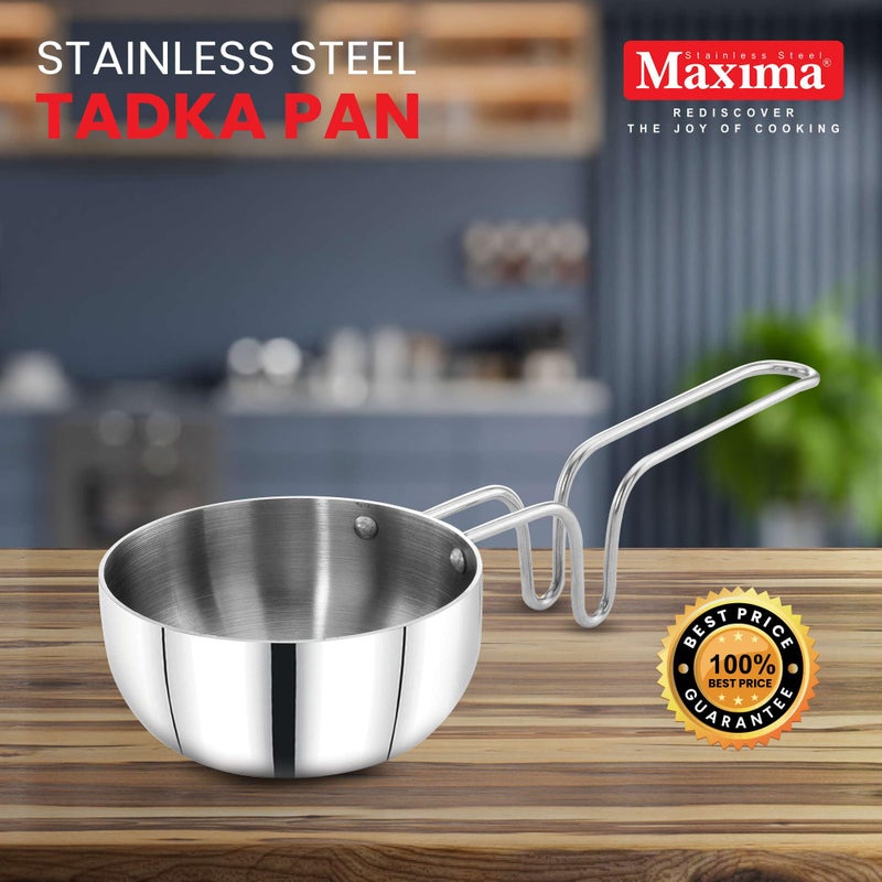 MAXIMA Stainless Steel Tadka Pan 11cm - Even Heat Distribution | Induction Base | Heat-Resistant Handle | Ideal for Daily Cooking | Non-Stick Pan - Image 4