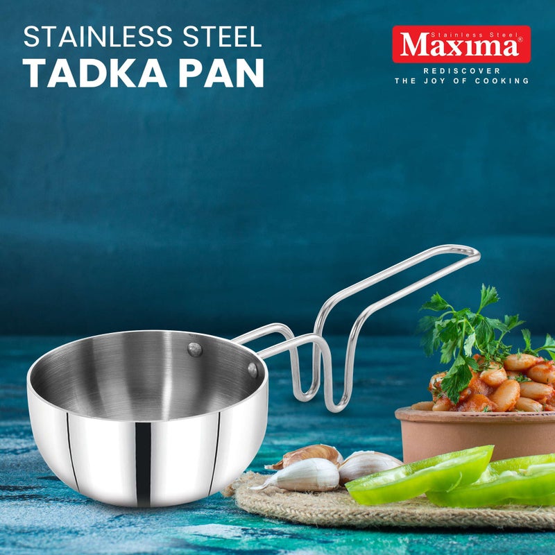 MAXIMA Stainless Steel Tadka Pan 11cm - Even Heat Distribution | Induction Base | Heat-Resistant Handle | Ideal for Daily Cooking | Non-Stick Pan - Image 5