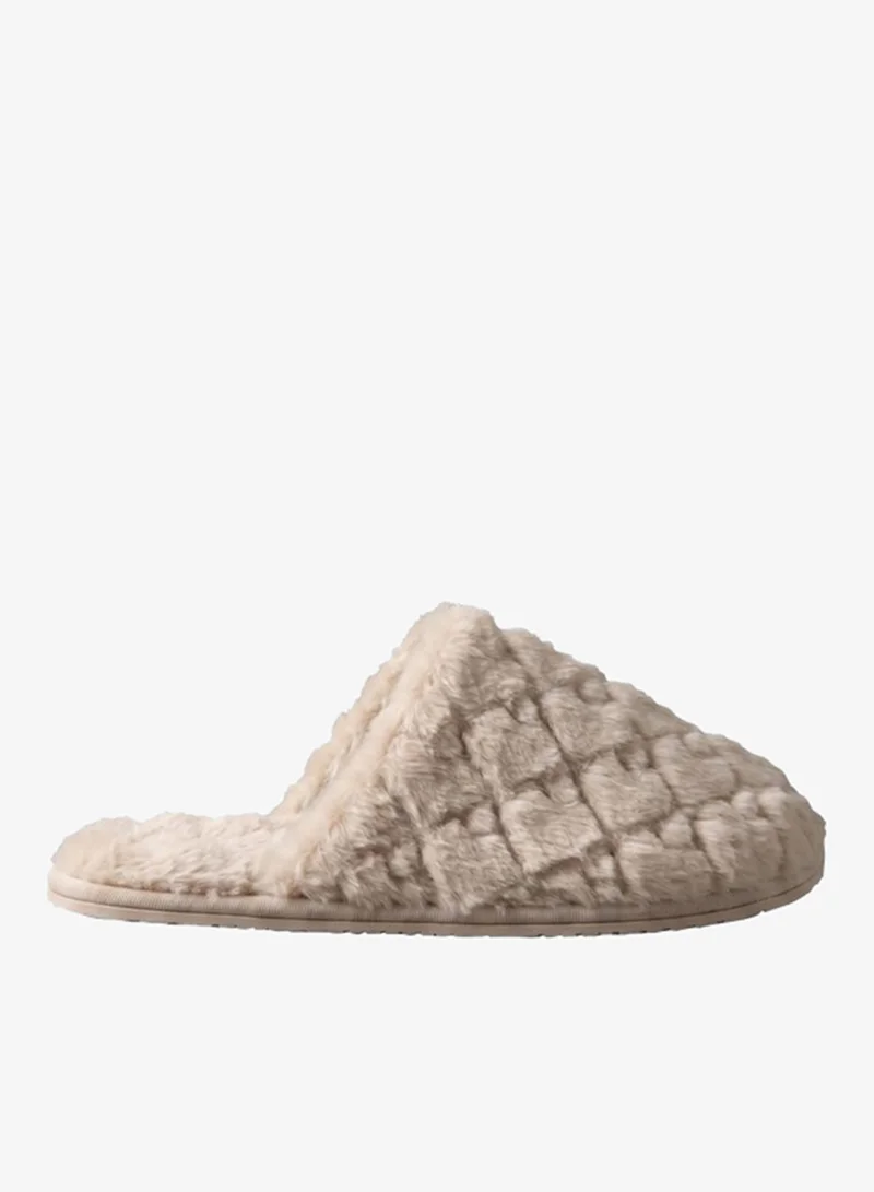 Faux Fur Logo Slippers