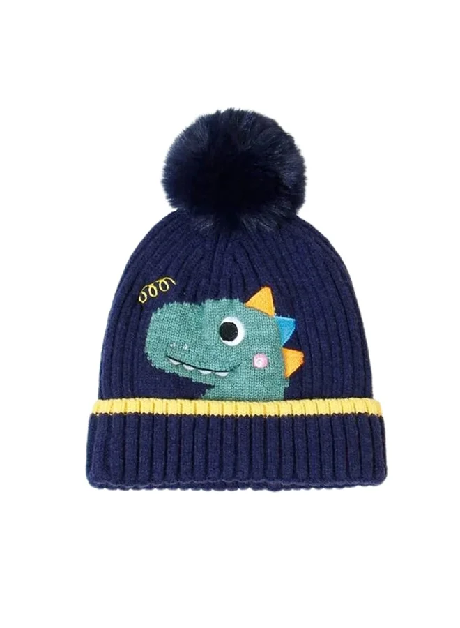 ليتل سربرايز بوكس Navy Blue Dino Kids Winter Cap & Neck Muffler Set