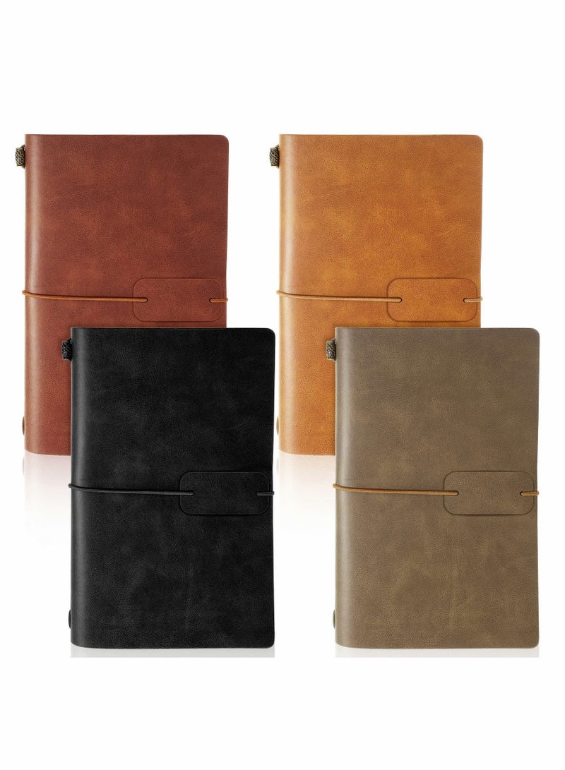 Leather Notebook, 4 Pack Vintage Travel Notebook Journal, Refillable Journal Diary Planner, Pu Leather Lined Note Book Writing Journal for Men Women, 4.72 x 7.87 Inches, 80 Sheets/ 160 Pages - Image 1