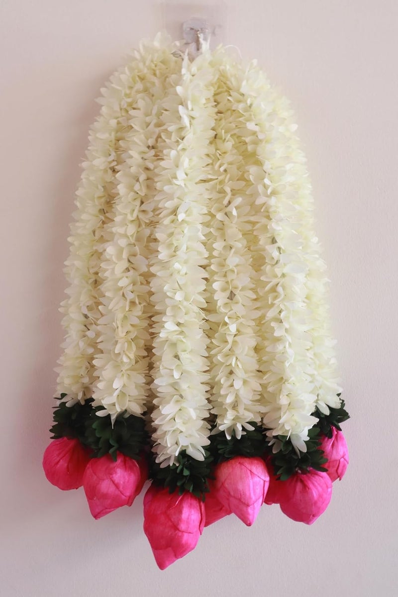 Generic Vibha Lotus Hangings for Decoration Home Decor Wall Door Mandir Pooja Room Office Birthday Wedding Stage Backdrop Decorative Items 373 cm Each Artificial Mogra Flowers Garlands 10  - Image 1