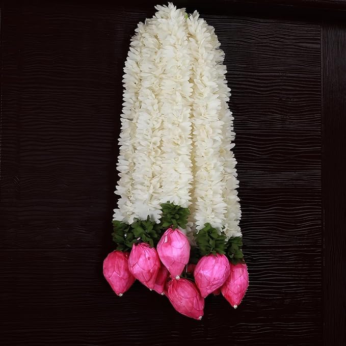 Generic Vibha Lotus Hangings for Decoration Home Decor Wall Door Mandir Pooja Room Office Birthday Wedding Stage Backdrop Decorative Items 373 cm Each Artificial Mogra Flowers Garlands 10  - Image 5
