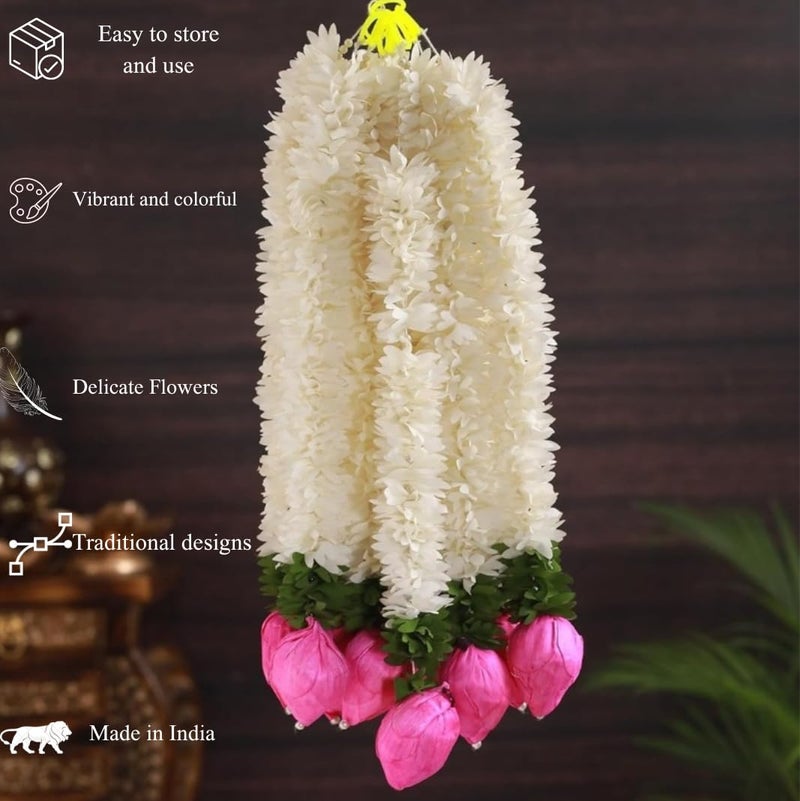 Generic Vibha Lotus Hangings for Decoration Home Decor Wall Door Mandir Pooja Room Office Birthday Wedding Stage Backdrop Decorative Items 373 cm Each Artificial Mogra Flowers Garlands 10  - Image 4