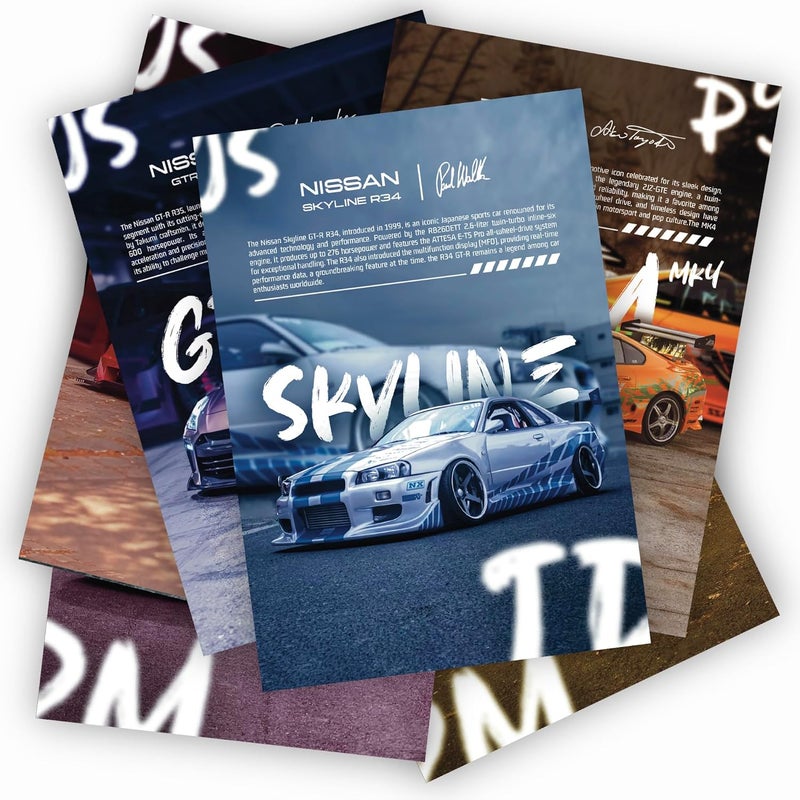 Thepaper9store Cardstock Pack of 10 - JDM Car Posters | Premium 300 GSM | A4 Size (8.4x12 Inch) Wall Décor for Bedroom, Living Room, Office | Perfect for Car Lovers | Vibrant Aesthetic - Image 1