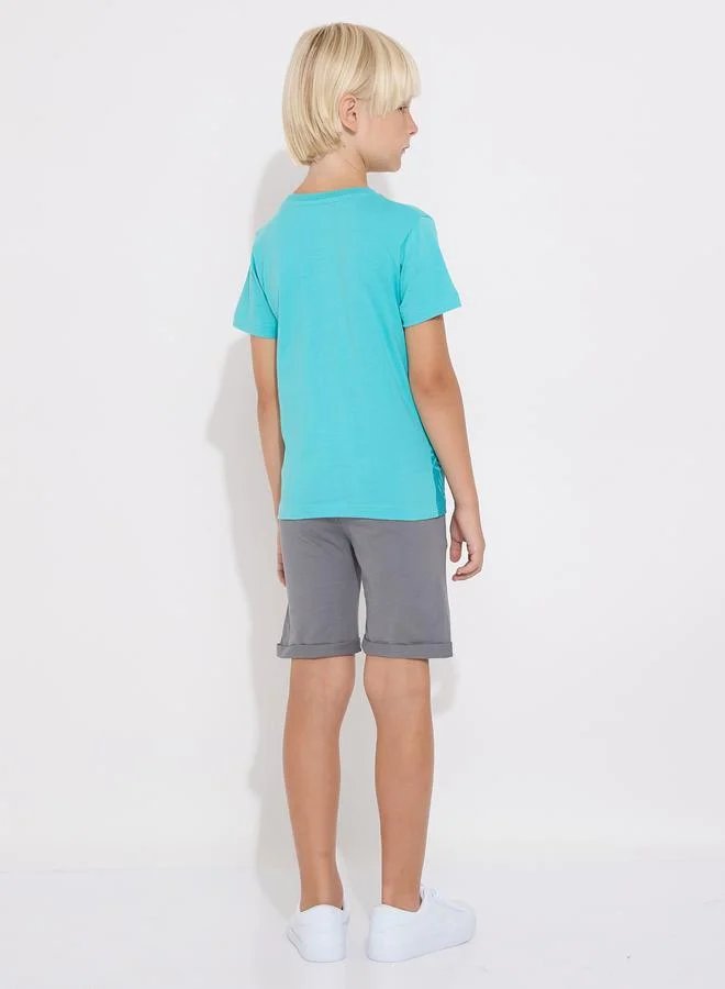 فكتور اند جين Wilde Jungle Graphic T-Shirt & Shorts Set by Styli