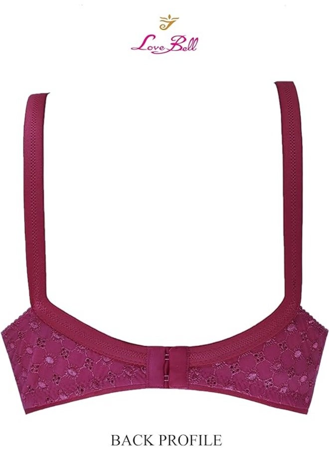 Love Bell - Love Bell Women's Bra with Embroidery - Double-Layered, Non-Padded Everyday Lovebell Bra for Ladies - Image 1