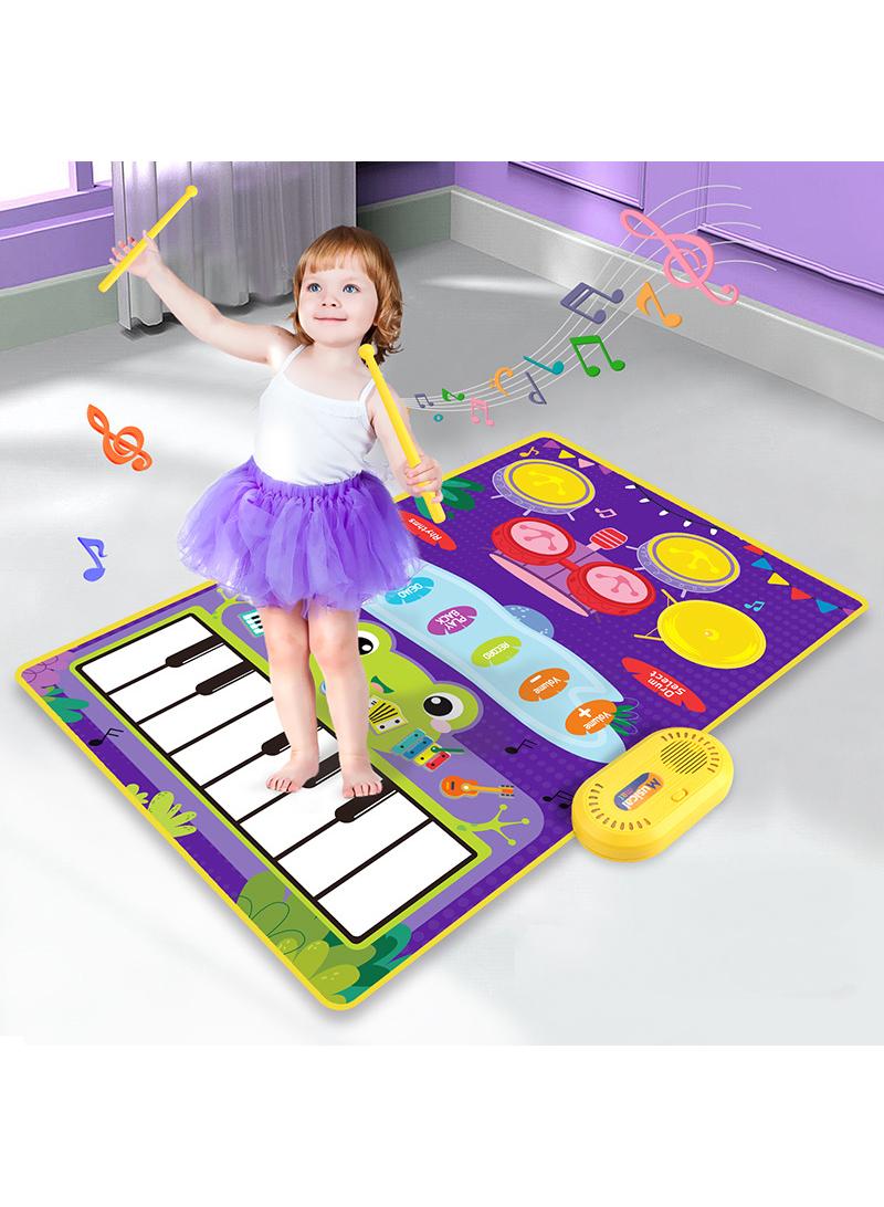 Children's early education jazz drums with drumsticks, foot pads, piano keys, waterproof materials, music blankets, toy stands, drums, music blankets  - Image 1
