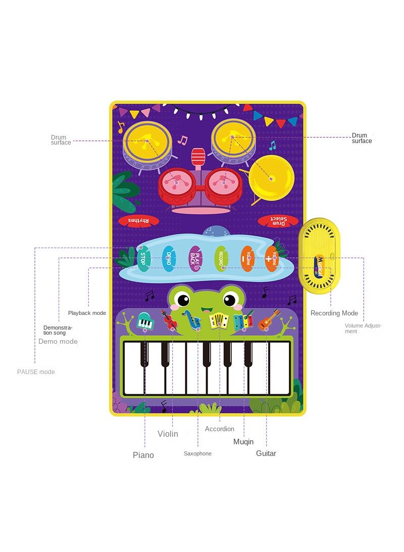 Children's early education jazz drums with drumsticks, foot pads, piano keys, waterproof materials, music blankets, toy stands, drums, music blankets  - Image 5