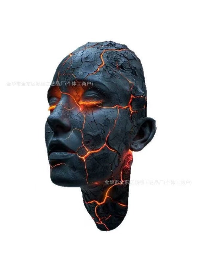 Lava Crack Face Resin Wall Lamp, Human Head Sculpture Wall Decor Light - Image 1